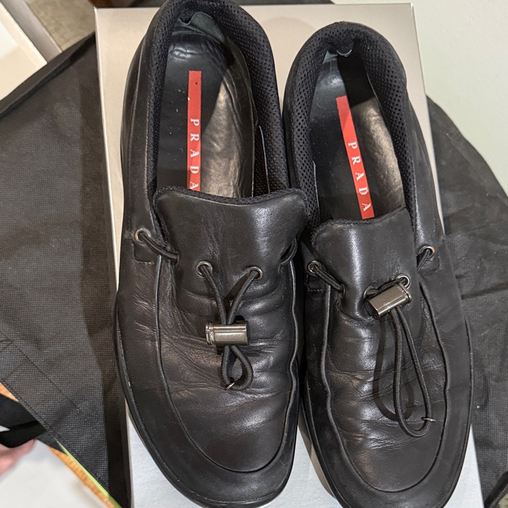Prada Black Leather Men's Loafers